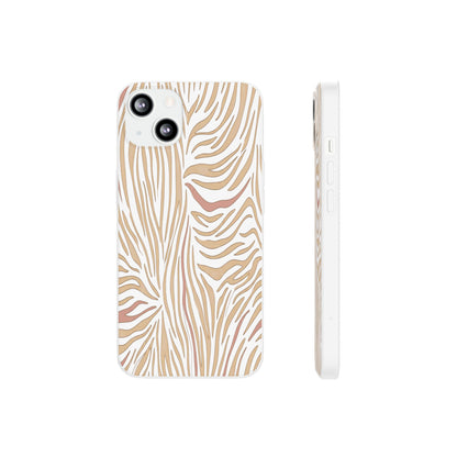 Neutral Zebra Print Flexi Case — Beige & Rose Gold Animal Pattern Phone Cover