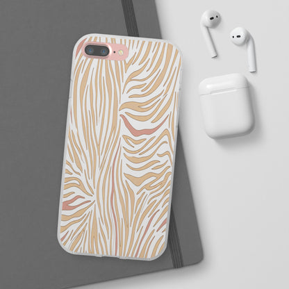 Neutral Zebra Print Flexi Case — Beige & Rose Gold Animal Pattern Phone Cover