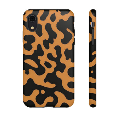 Leopard Print Phone Case — Orange & Black Tough Pattern Protective Cover