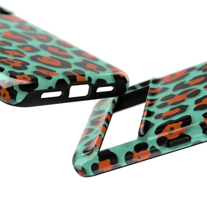 Teal & Rust Leopard Phone Case — Tough Protective Animal Print