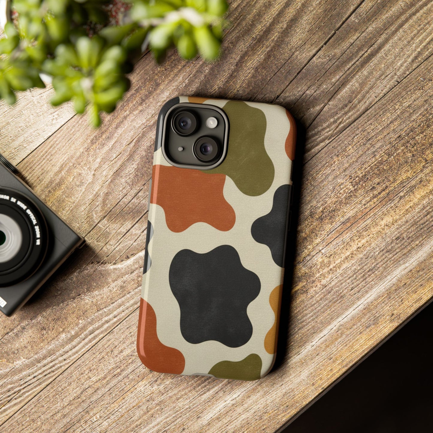 Retro Abstract Camouflage Phone Case — Earth Tone Tough Case