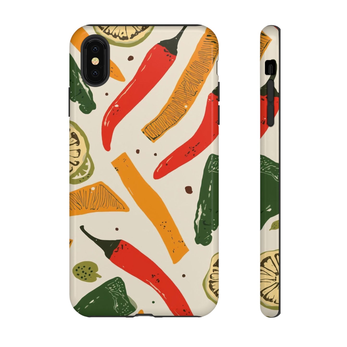 Spicy Peppers Phone Case – Colorful Chili, Lime & Citrus Pattern