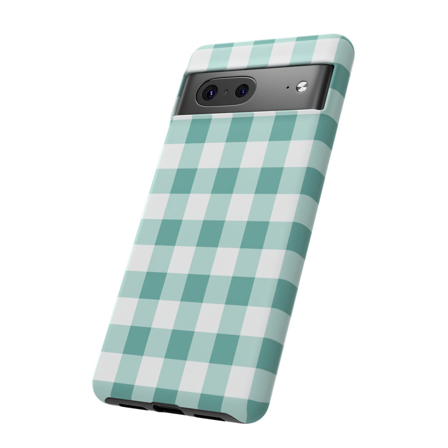 Mint Green Buffalo Check Tough Phone Case — Durable Plaid Protective Cover
