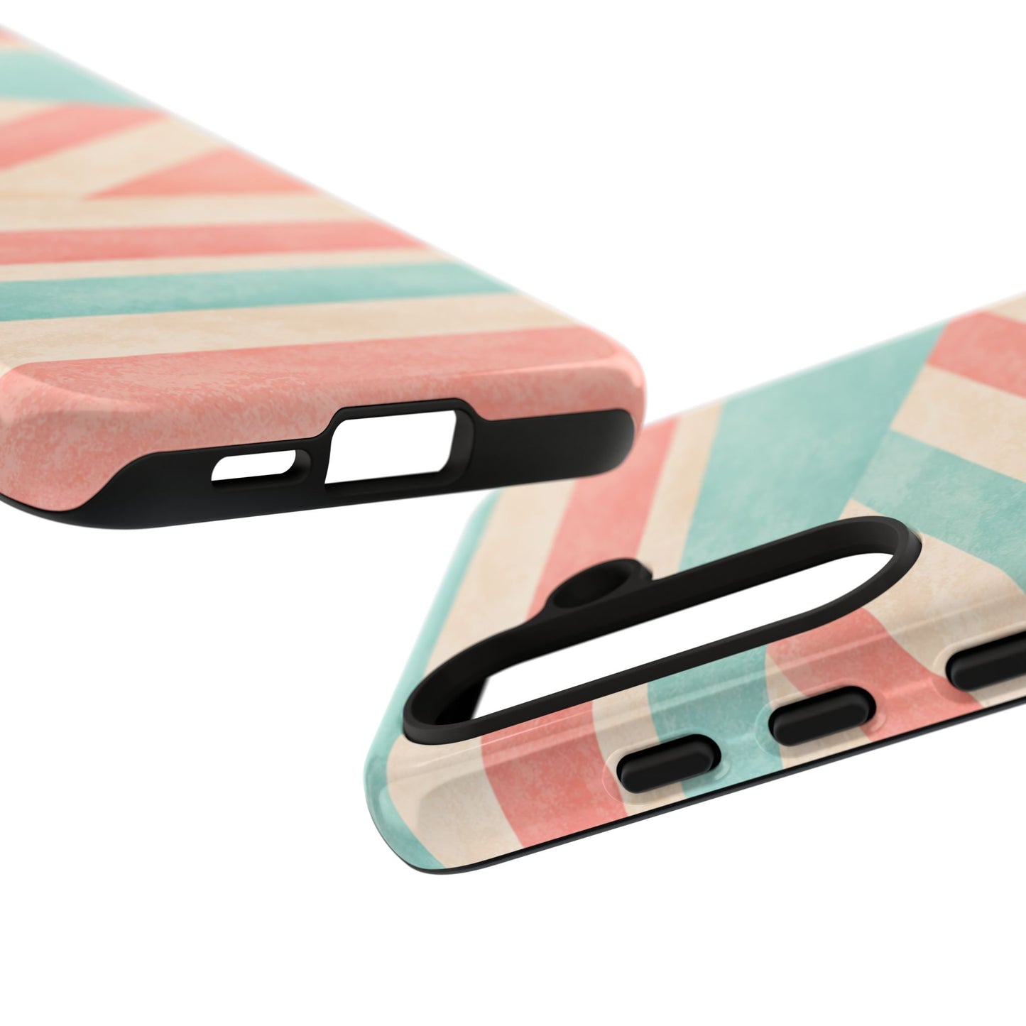 Pastel Stripes Tough Phone Case – Retro Coral & Teal Protective Cover