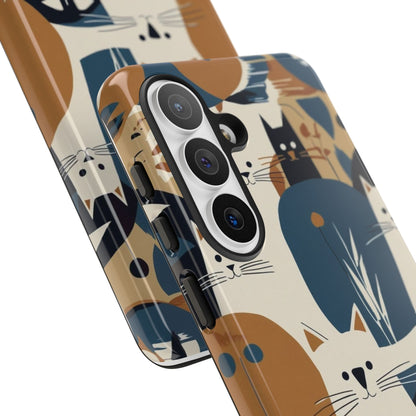 Cat Pattern Phone Case – Retro Abstract Cats Protective iPhone Cover