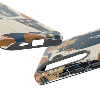 Cat Pattern Phone Case – Retro Abstract Cats Protective iPhone Cover