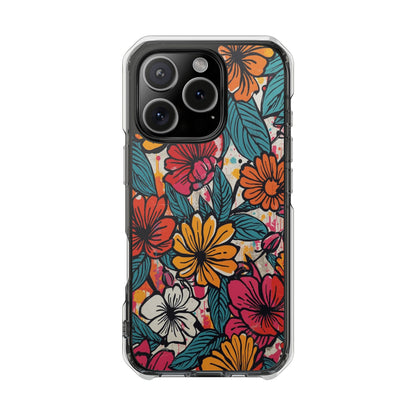 Clear Magnetic Phone Case — Colorful Floral Impact Protection