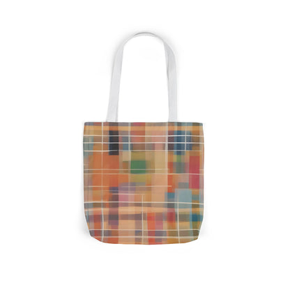 Autumn Plaid Canvas Tote Bag – Colorful Cozy Market Tote