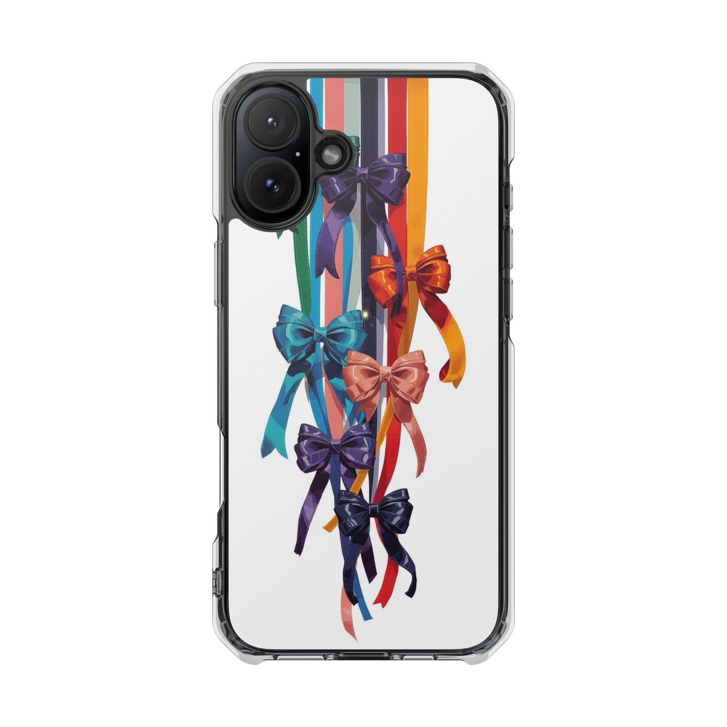 Clear Magnetic Phone Case — Colorful Ribbon Bows Design