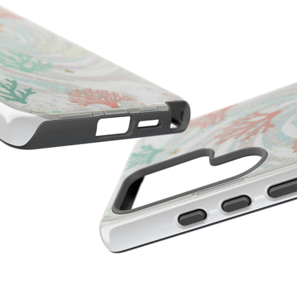 Seafoam Coral Tough Phone Case - Pastel Ocean Wave Design