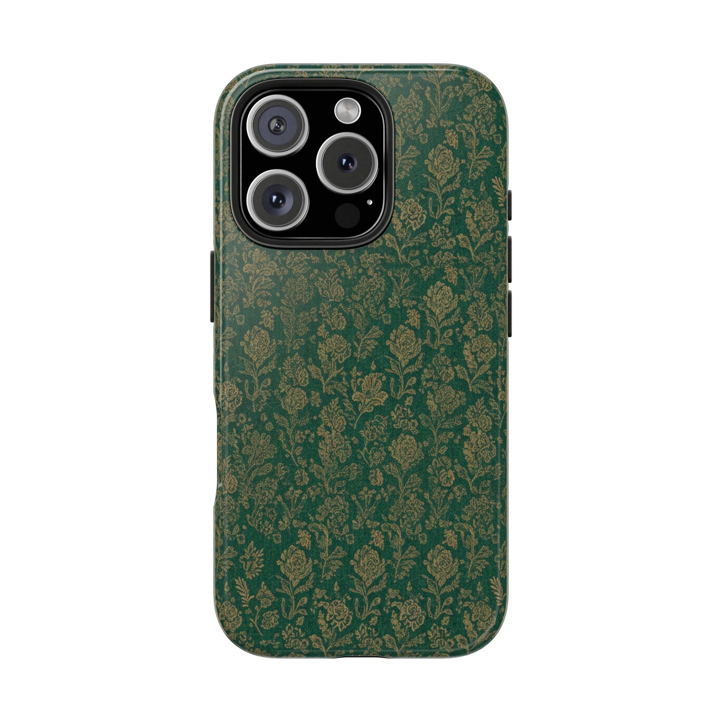 Vintage Floral Tough Phone Case — Green Damask Protective Cover