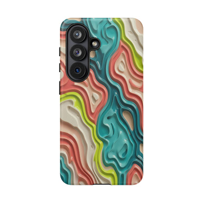 Abstract Contour Phone Case — Colorful Topographic Pattern Tough Case