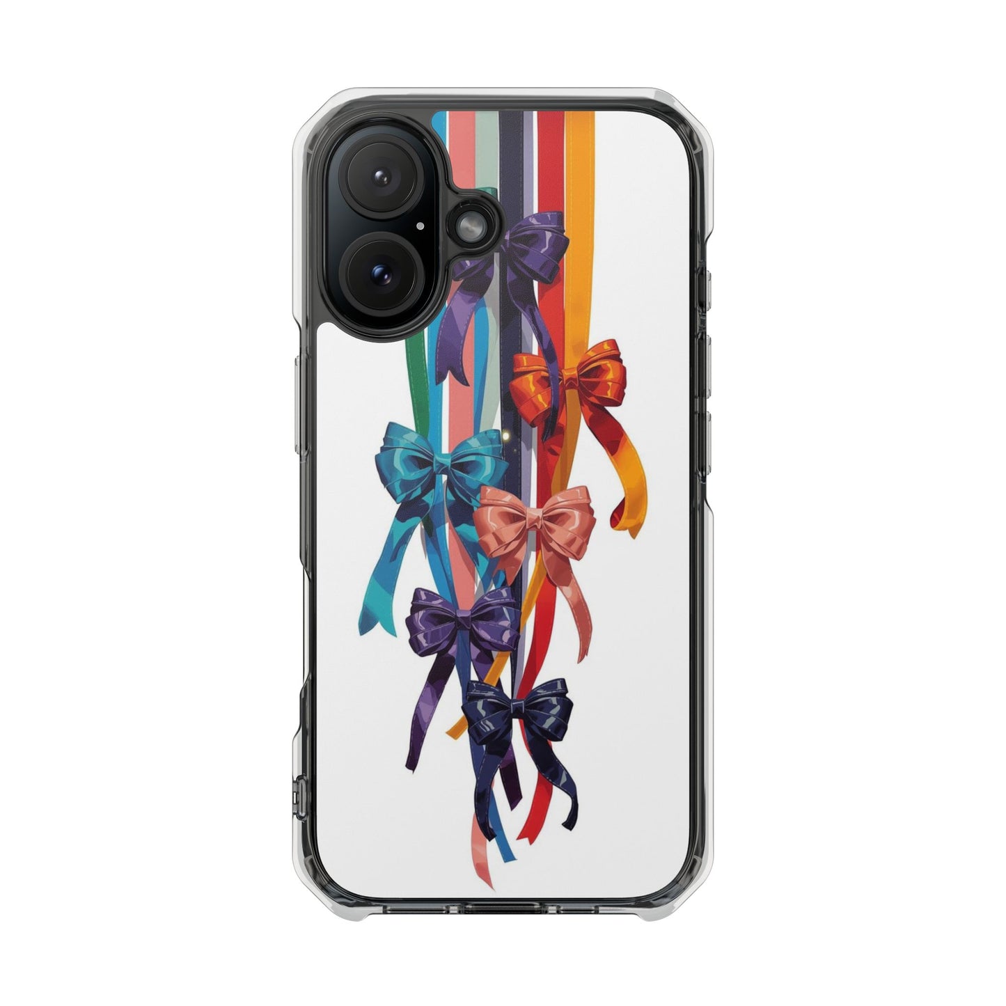 Clear Magnetic Phone Case — Colorful Ribbon Bows Design