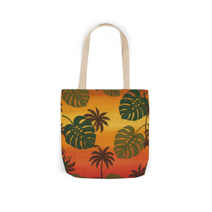 Tropical Palm Leaf Canvas Tote — Sunset Beach Market Bag
