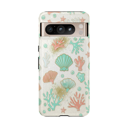 Seashell Coral Phone Case — Pastel Beach Shells Protective Tough Case
