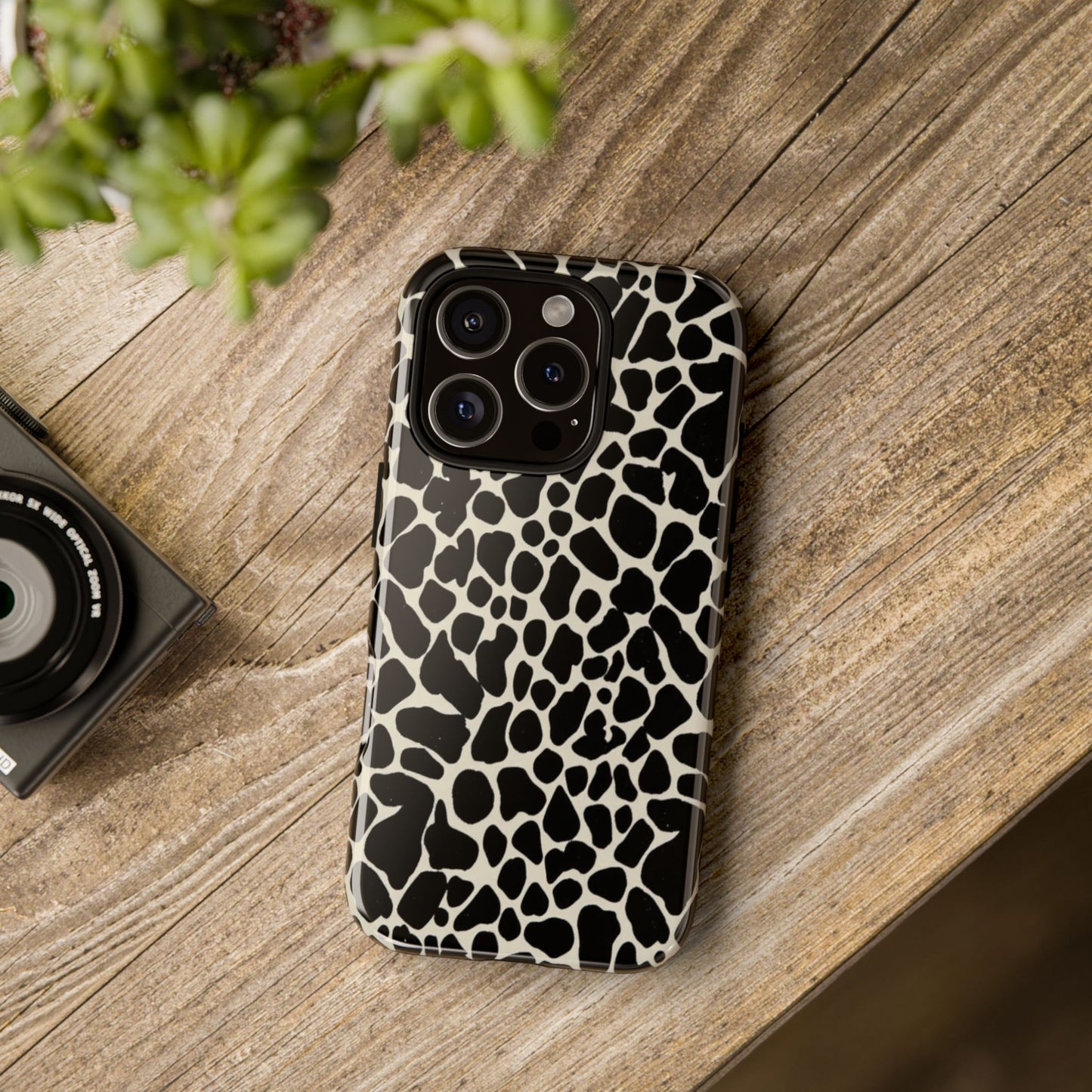 Black and White Cowhide Phone Case — Protective Tough Case