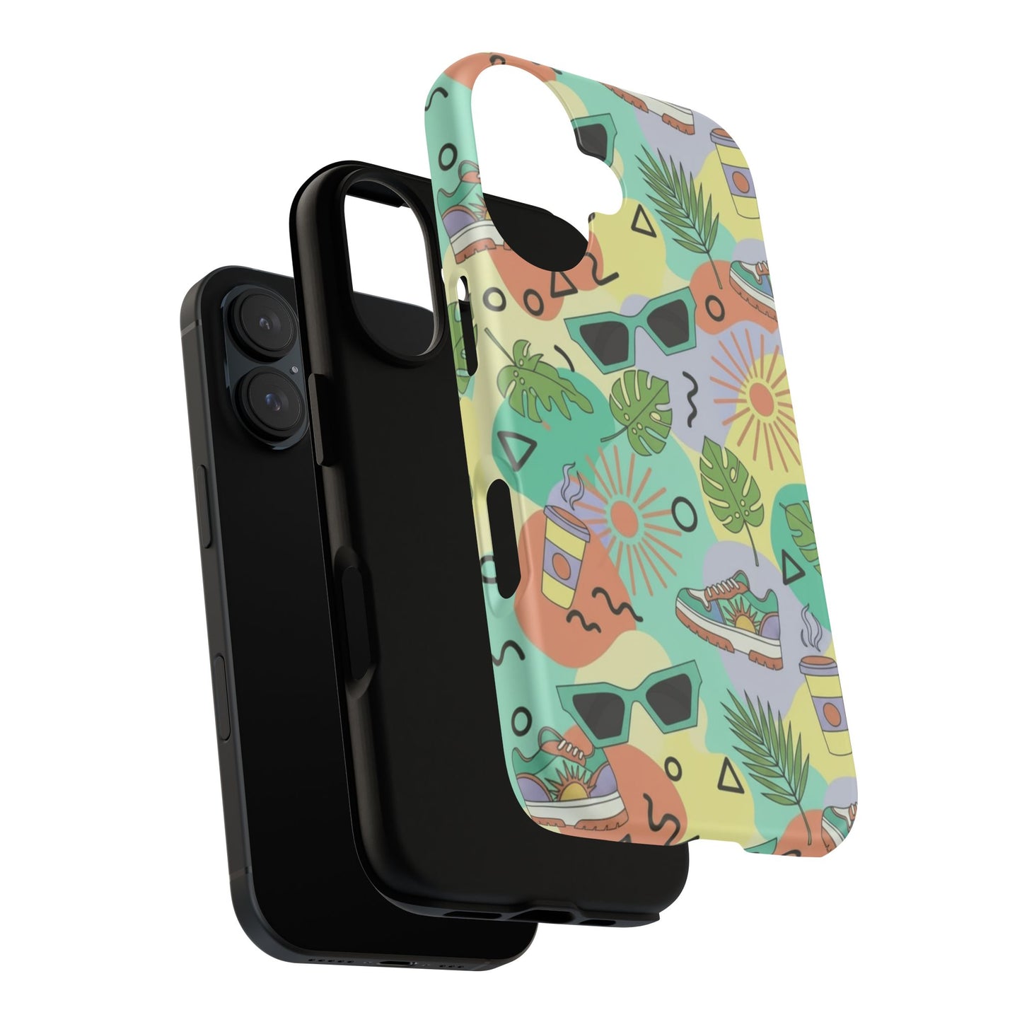 Tropical Summer Phone Case — Retro Sunglasses, Sneakers & Palm Pattern