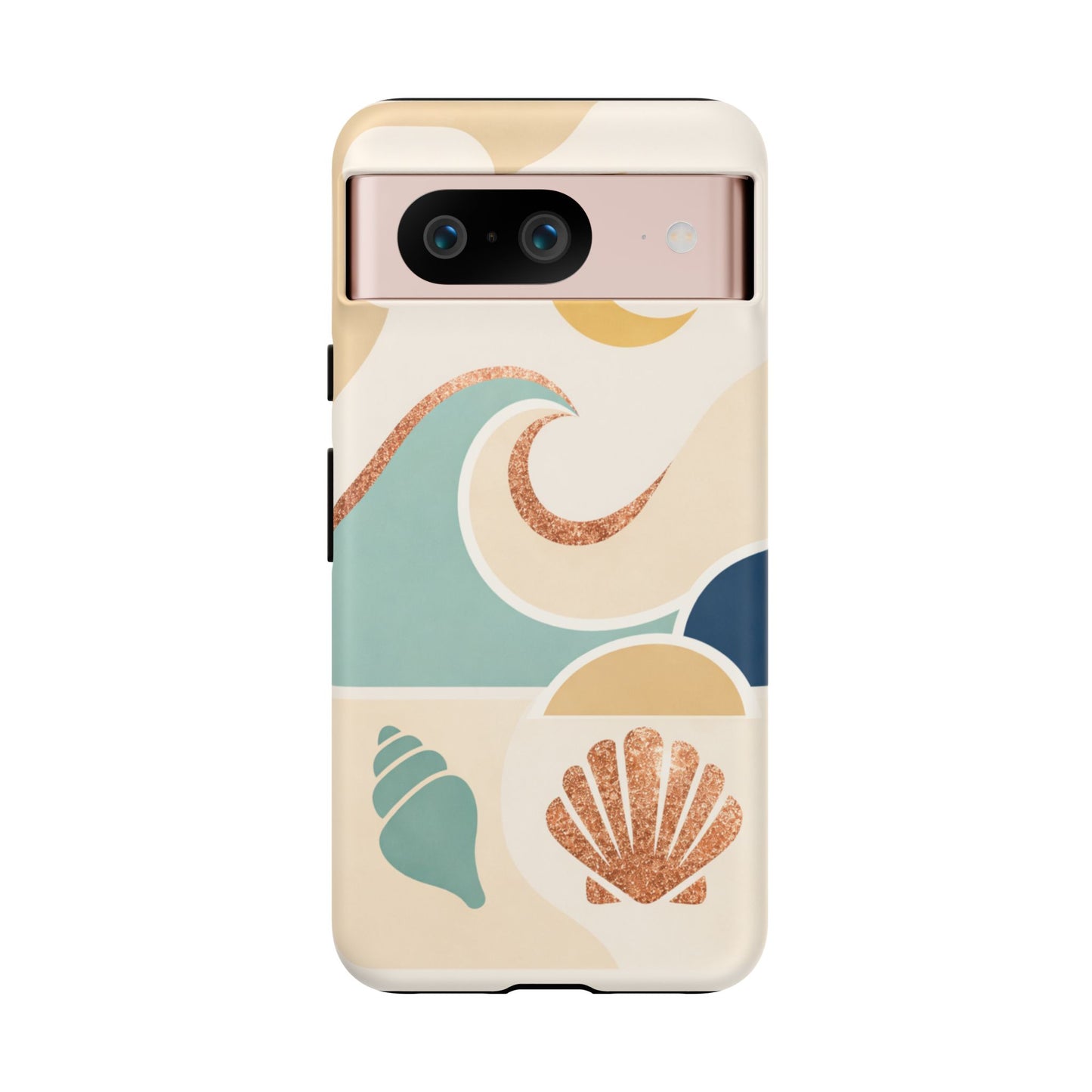 Sea Breeze Tough Phone Case — Retro Waves & Shells Design
