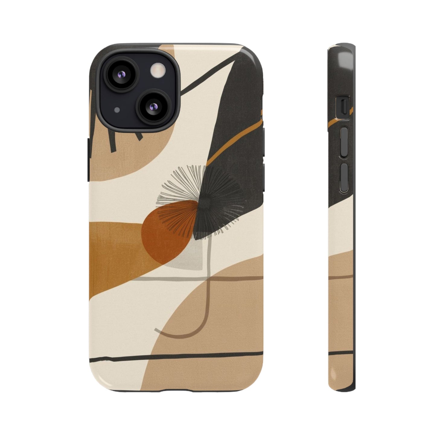 Abstract Earth Tone Phone Case — Mid-Century Minimalist Tough Case