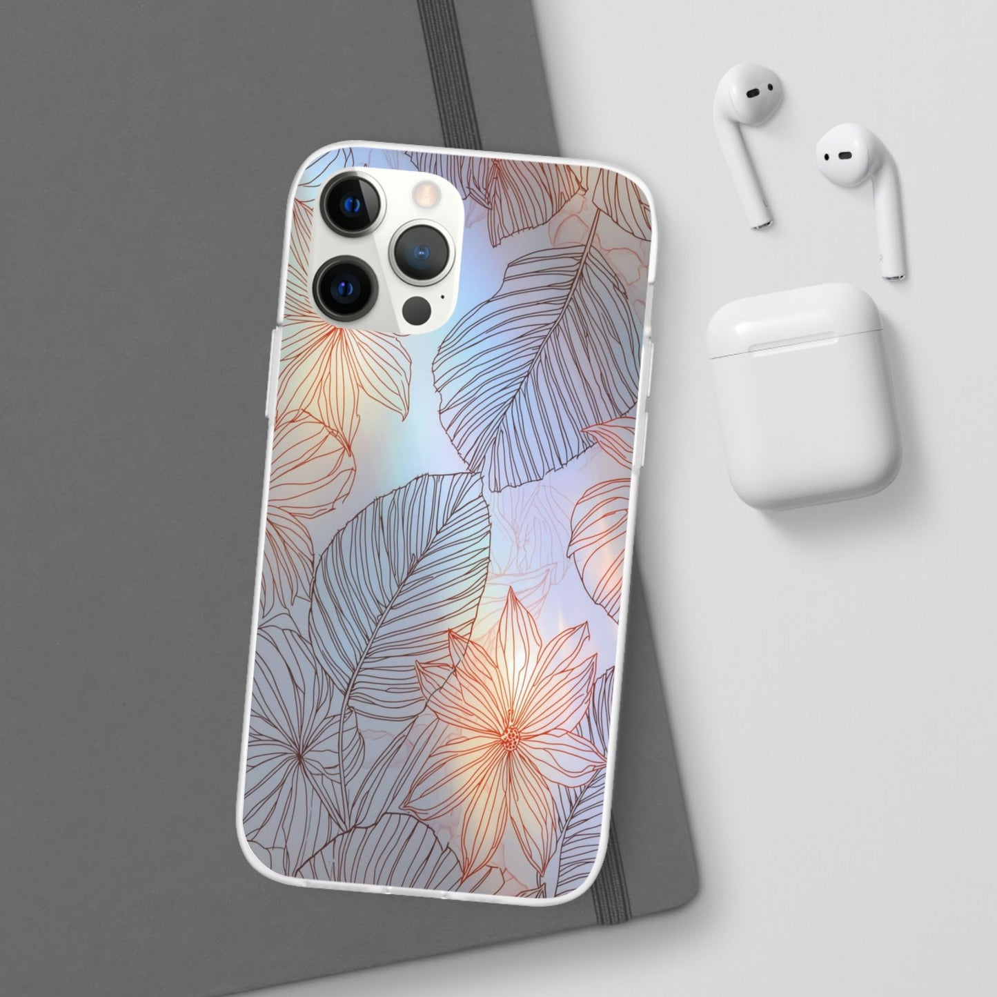 Floral Holographic Phone Case — Iridescent Leaves & Flowers Flexi Case