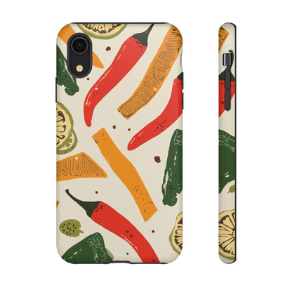 Spicy Peppers Phone Case – Colorful Chili, Lime & Citrus Pattern