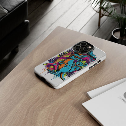 Kangaroo & Koala Surf Phone Case — Retro Neon Beach Art Tough Case
