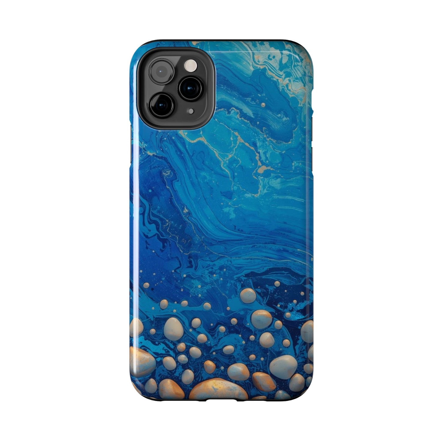 Blue Ocean Pebble Tough Phone Case — Protective Artistic Marble Design