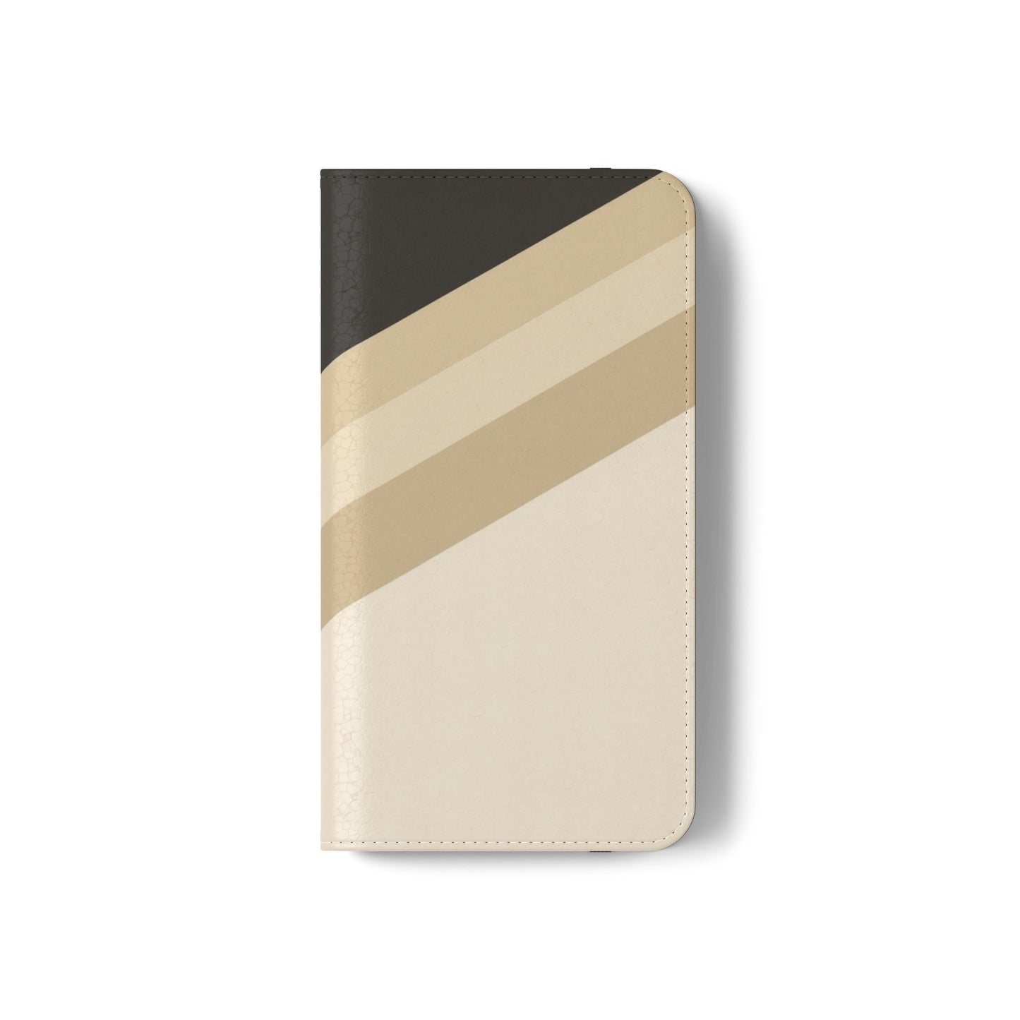 Retro Neutral Stripe Flip Phone Case — Wallet Folio with Card Slots