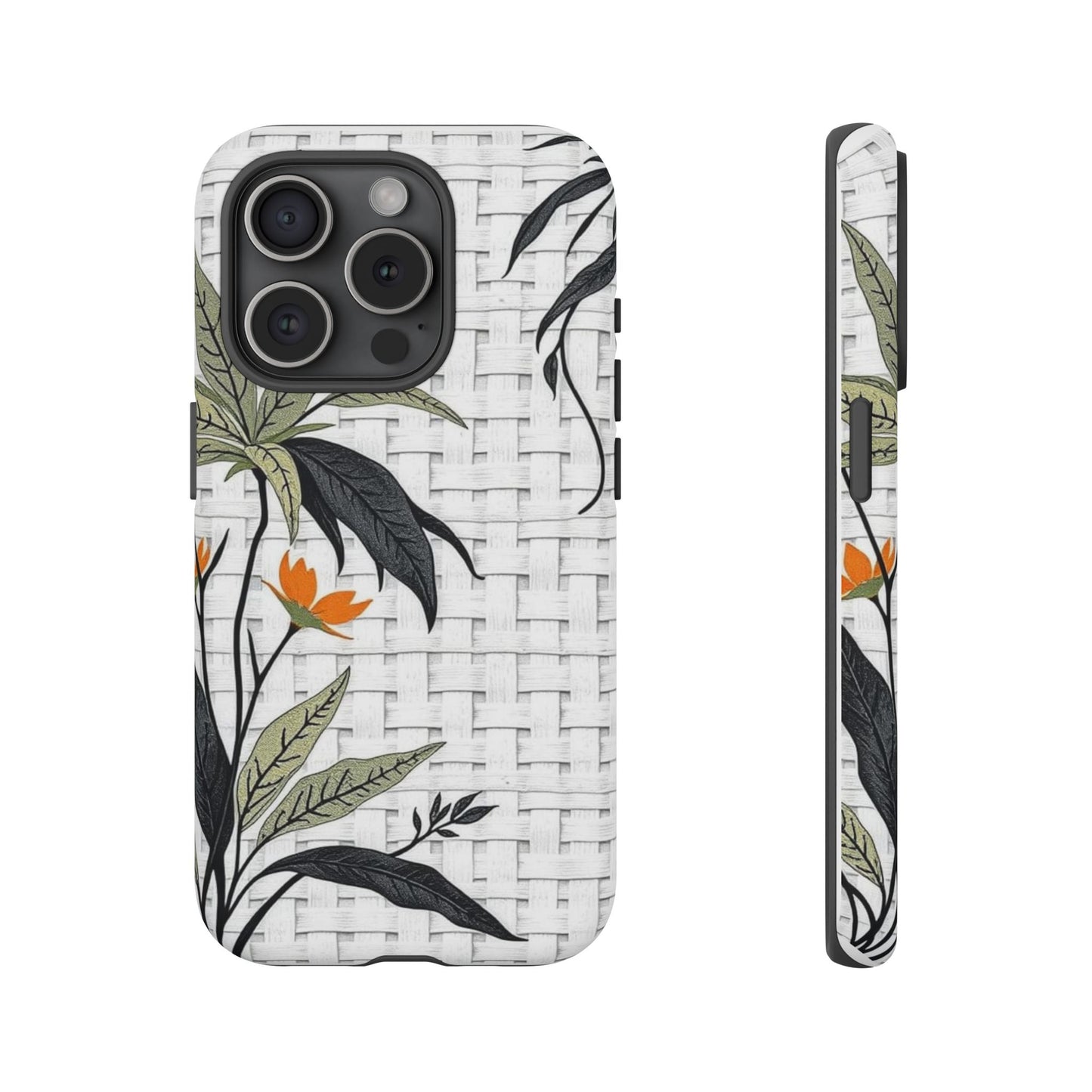 Floral Woven Tough Phone Case — Protective Botanical iPhone Cover
