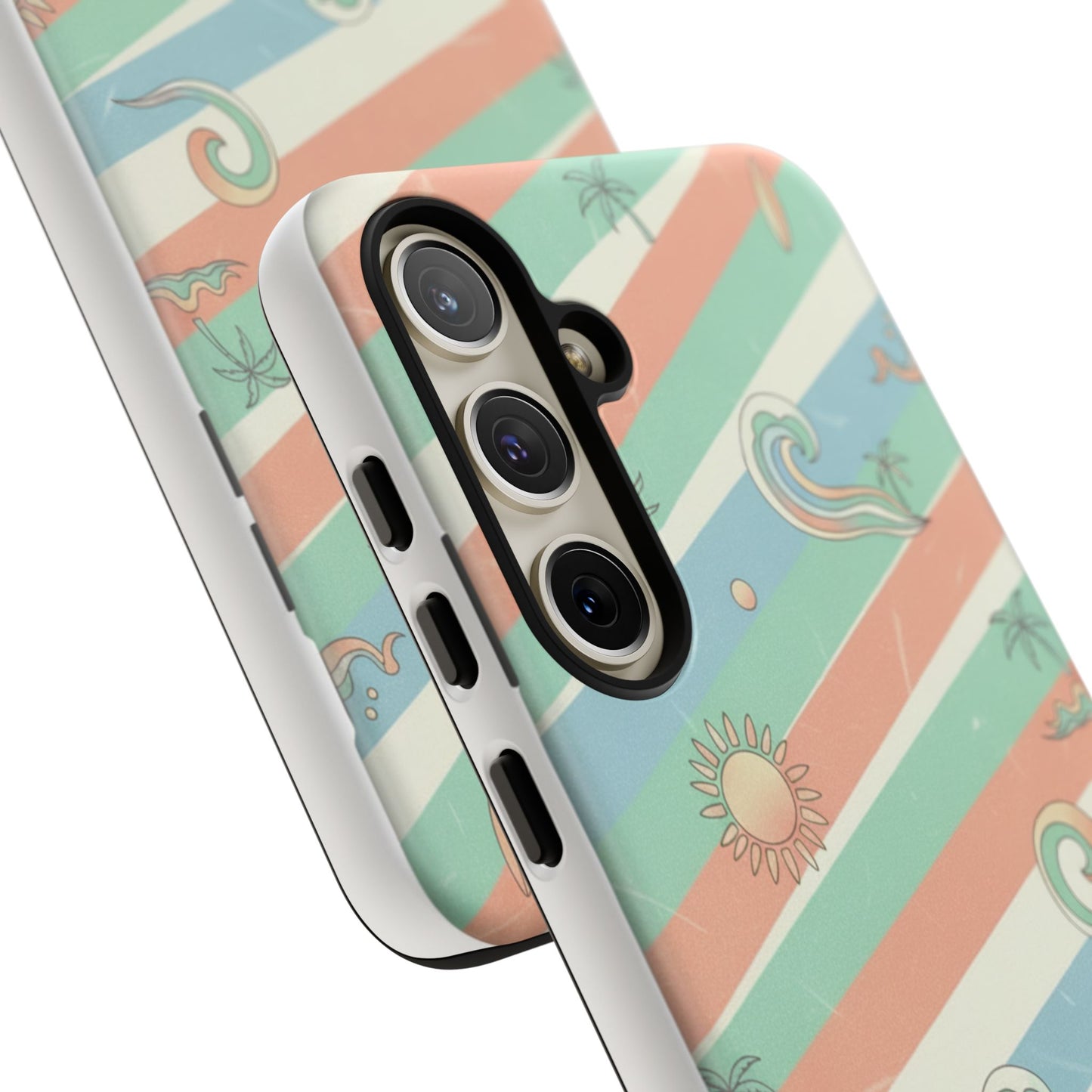 Surf Stripe Tough Phone Case — Retro Beach Waves Pattern