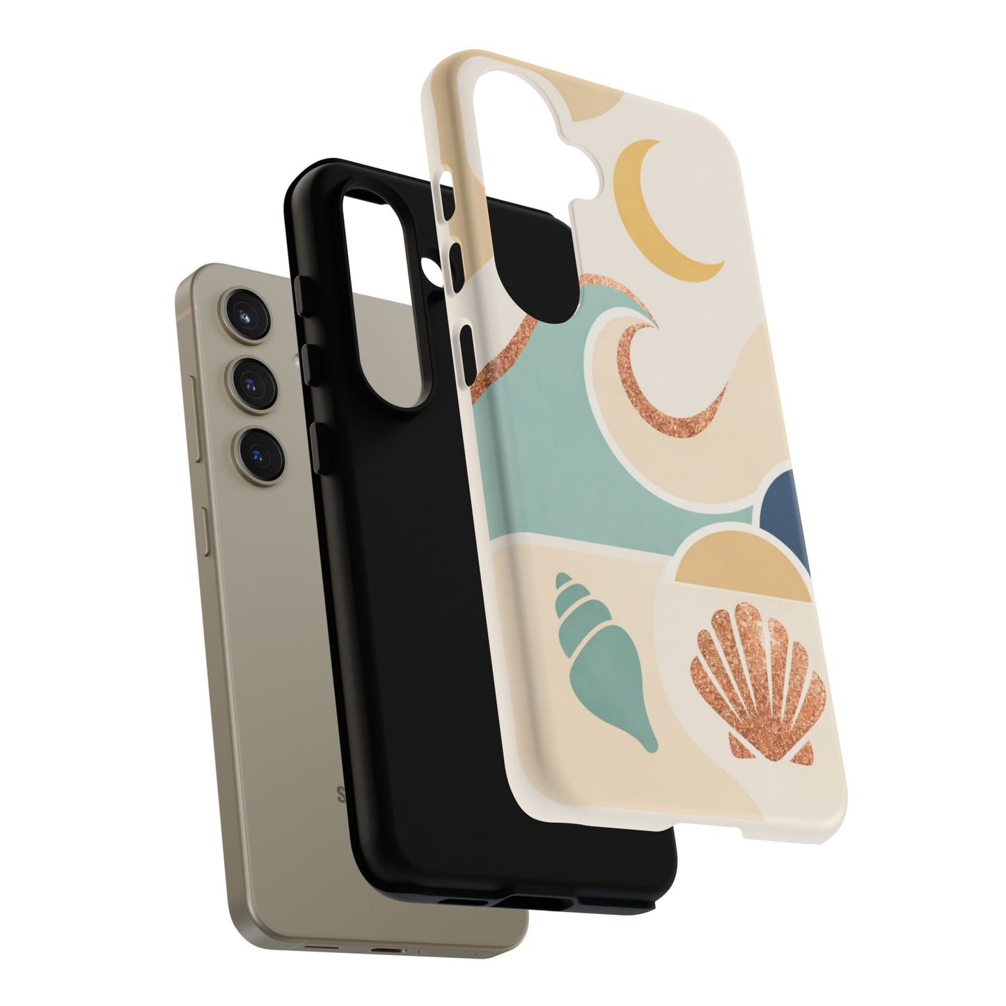 Sea Breeze Tough Phone Case — Retro Waves & Shells Design