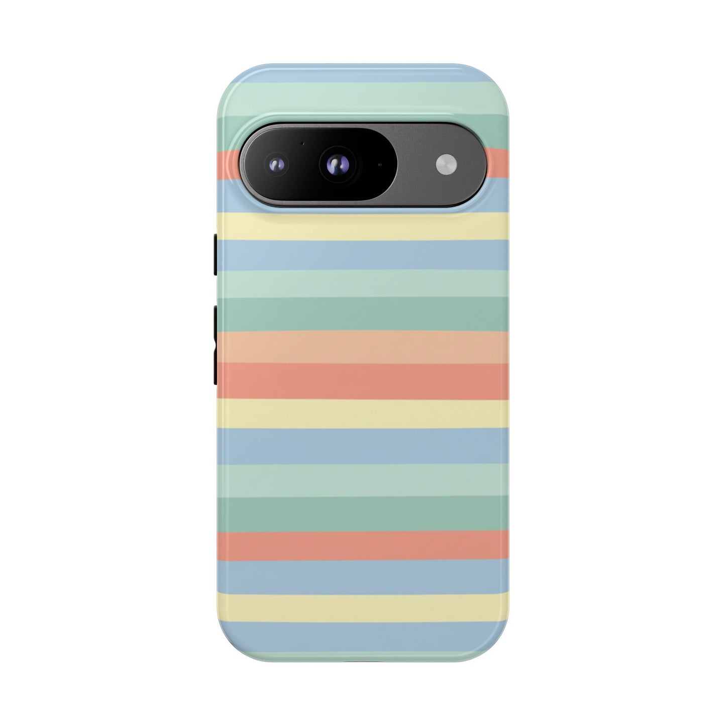 Pastel Striped Phone Case — Retro Horizontal Multi-Color Tough Case