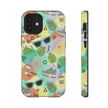 Tropical Summer Phone Case — Retro Sunglasses, Sneakers & Palm Pattern