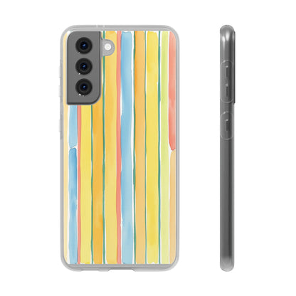 Watercolor Stripe Phone Case — Bright Pastel Vertical Stripes Protective Flexi Case