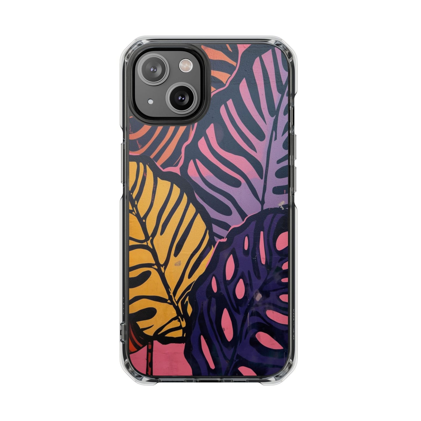Clear Magnetic Phone Case — Tropical Leaf Art Impact Protection