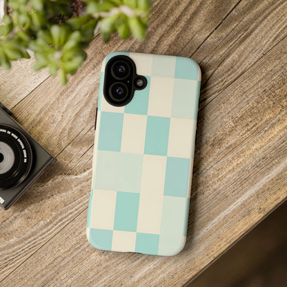 Pastel Checkerboard Tough Case – Mint & Cream Protective Phone Cover