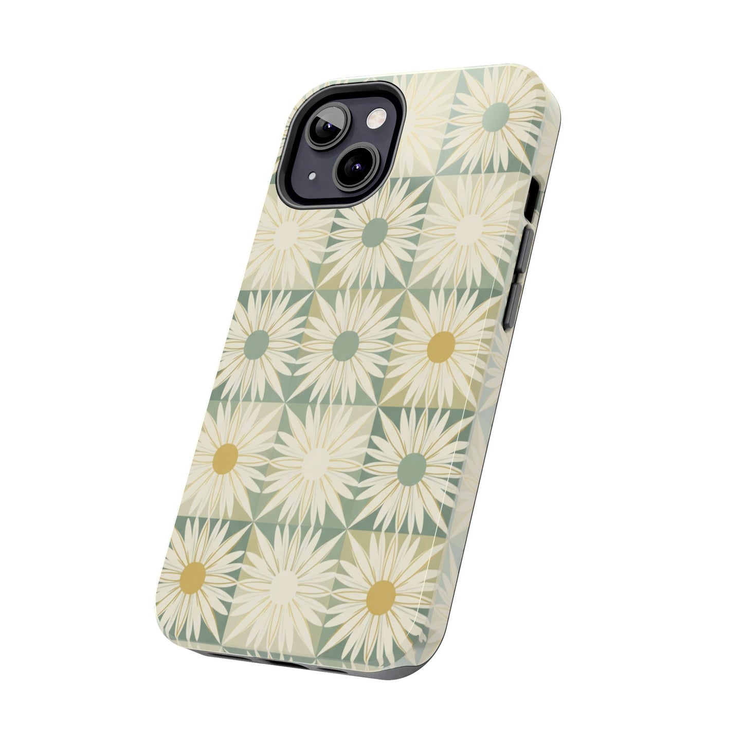 Retro Daisy Tough Phone Case — Vintage Floral Protective Cover for iPhone