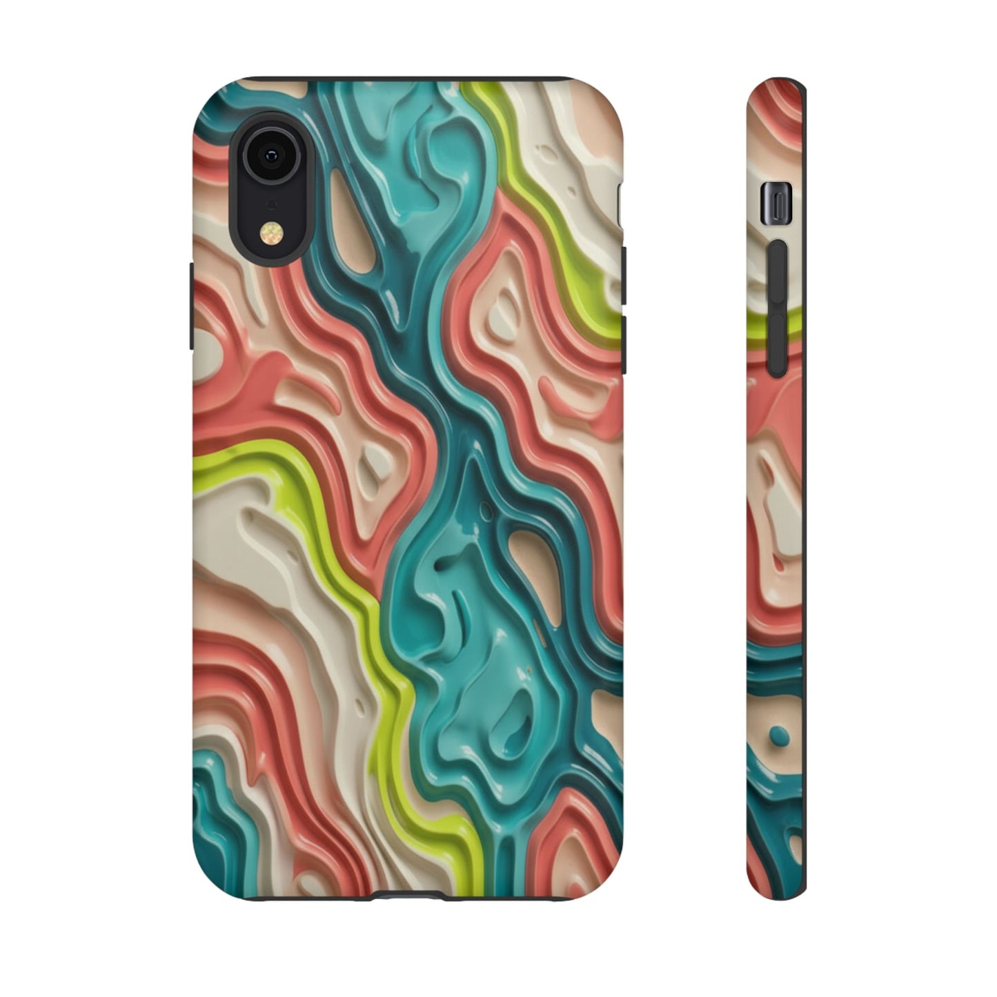Abstract Contour Phone Case — Colorful Topographic Pattern Tough Case