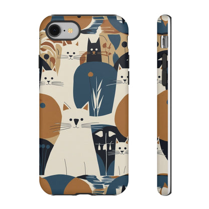 Cat Pattern Phone Case – Retro Abstract Cats Protective iPhone Cover