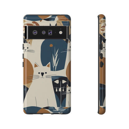 Cat Pattern Phone Case – Retro Abstract Cats Protective iPhone Cover