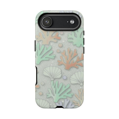 Pastel Coral Reef Tough Phone Case – Sea Shell & Coral Pattern Durable Protector