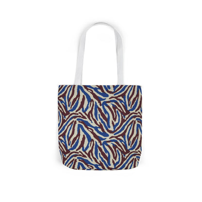 Abstract Zebra Print Canvas Tote Bag — Blue & Brown Patterned Grocery & Beach Tote