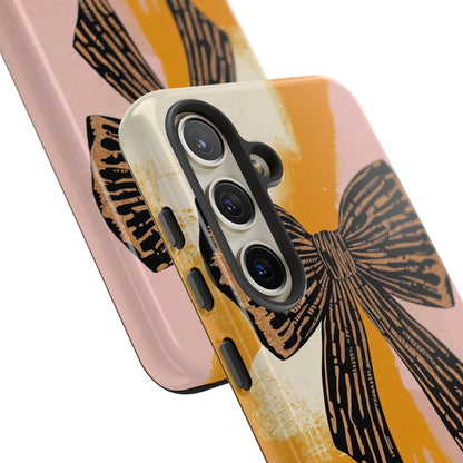 Bow Brushstroke Tough Phone Case — Pink & Mustard