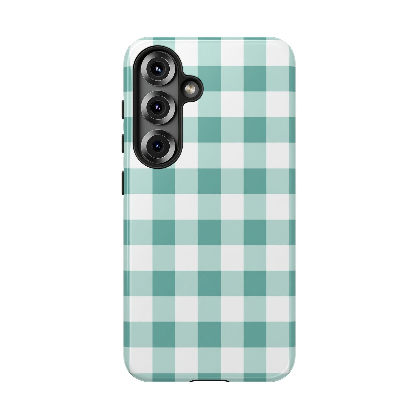 Mint Green Buffalo Check Tough Phone Case — Durable Plaid Protective Cover