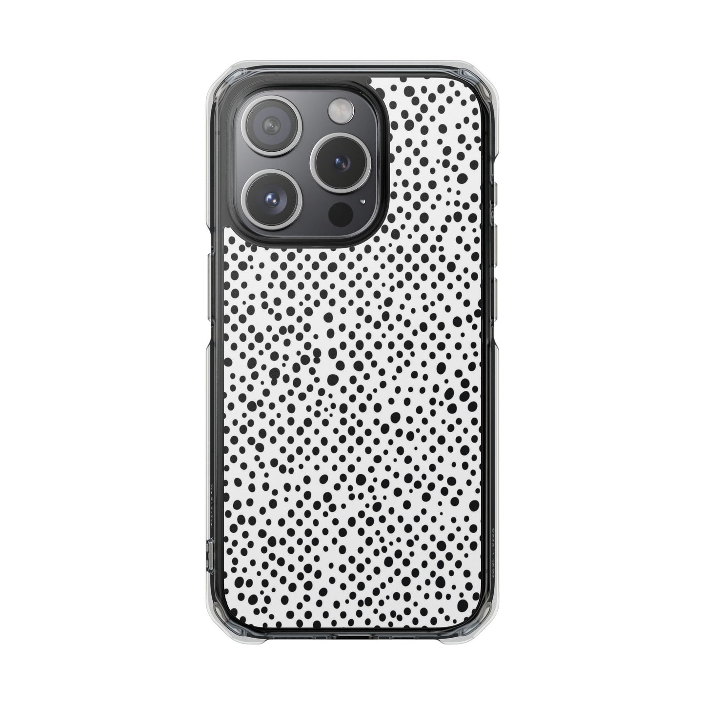 Clear Magnetic Phone Case — Black & White Speckled Pattern