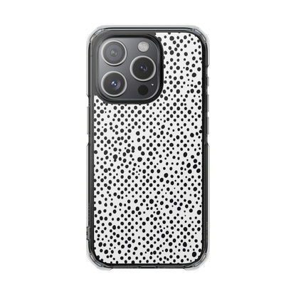 Clear Magnetic Phone Case — Black & White Speckled Pattern