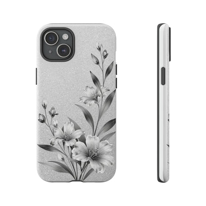 Floral Monochrome Phone Case — Elegant Black & White Lily Design