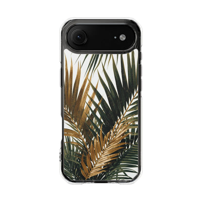 Clear Magnetic Phone Case with Tropical Palm Leaves Design