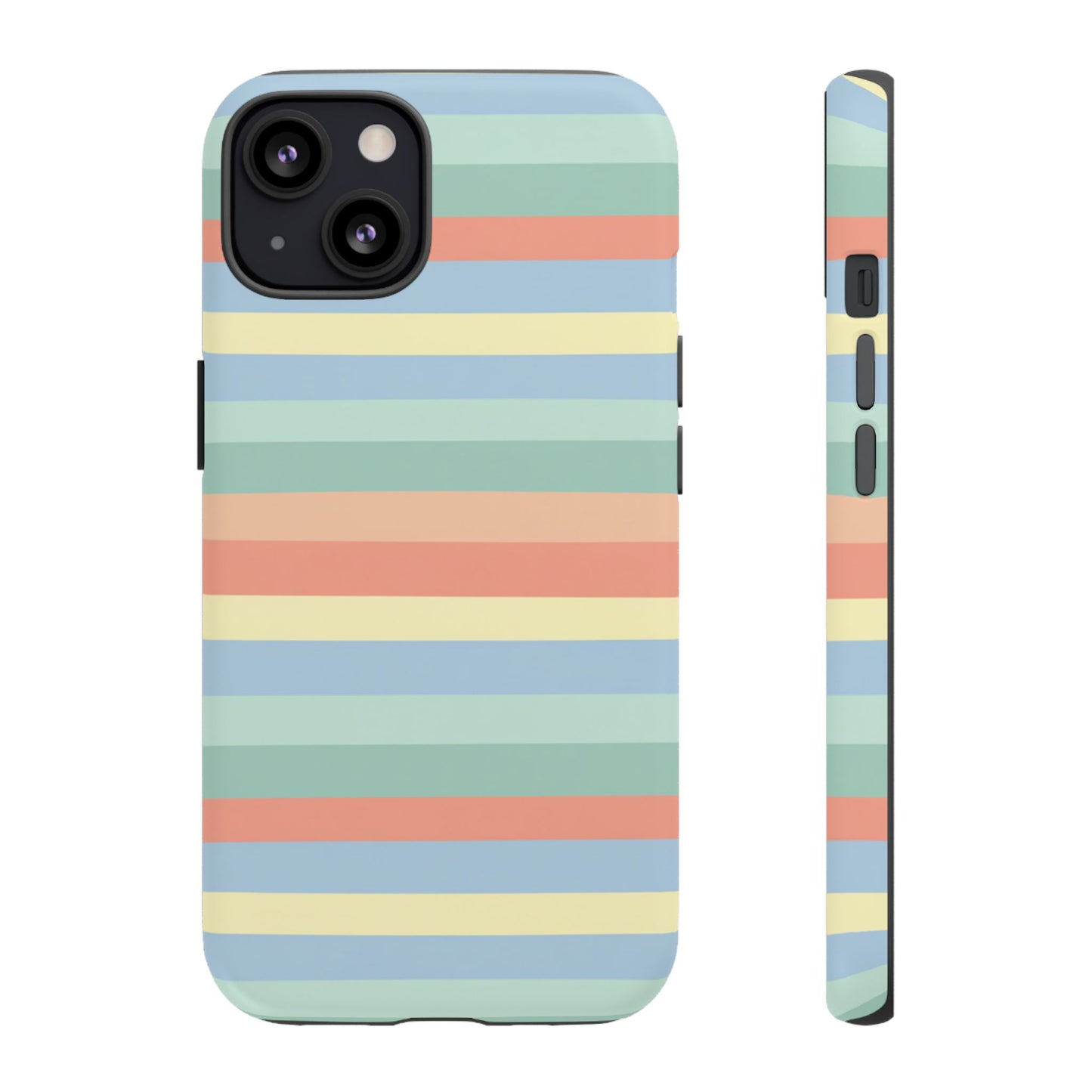 Pastel Striped Phone Case — Retro Horizontal Multi-Color Tough Case