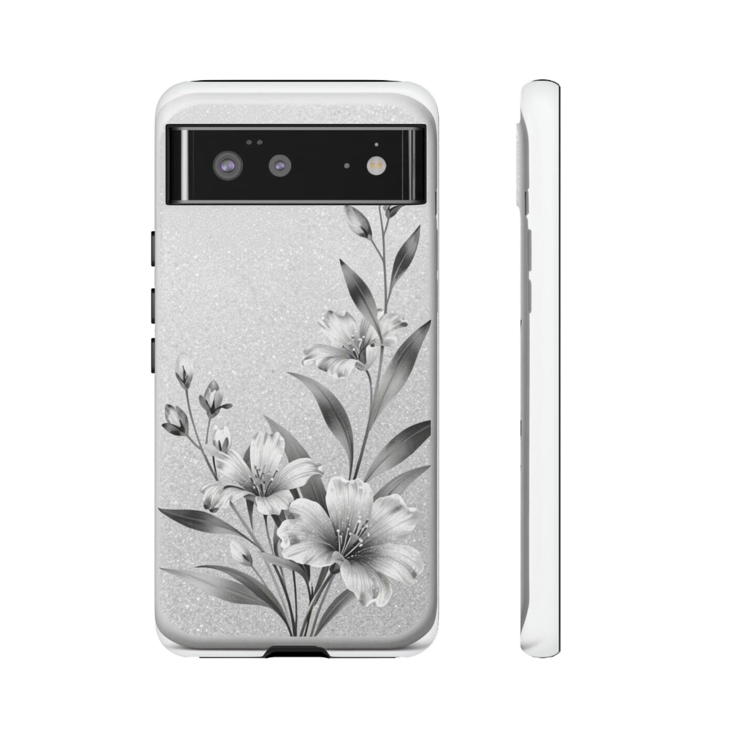 Floral Monochrome Phone Case — Elegant Black & White Lily Design